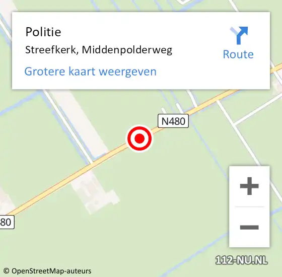 Locatie op kaart van de 112 melding: Politie Streefkerk, Middenpolderweg op 24 oktober 2018 13:31