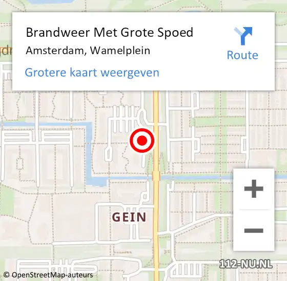 Locatie op kaart van de 112 melding: Brandweer Met Grote Spoed Naar Amsterdam, Wamelplein op 24 oktober 2018 13:53