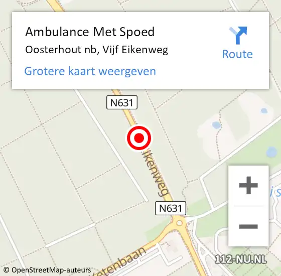 Locatie op kaart van de 112 melding: Ambulance Met Spoed Naar Oosterhout nb, Vijf Eikenweg op 24 oktober 2018 13:54