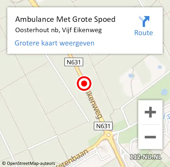 Locatie op kaart van de 112 melding: Ambulance Met Grote Spoed Naar Oosterhout nb, Vijf Eikenweg op 24 oktober 2018 13:59