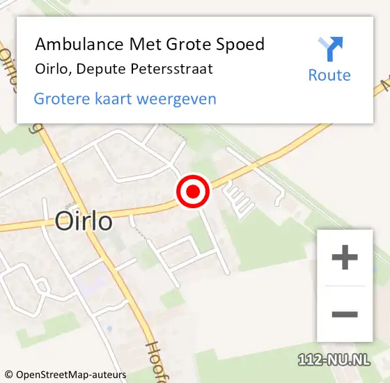 Locatie op kaart van de 112 melding: Ambulance Met Grote Spoed Naar Oirlo, Depute Petersstraat op 24 oktober 2018 14:36