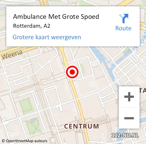 Locatie op kaart van de 112 melding: Ambulance Met Grote Spoed Naar Rotterdam, A2 op 24 oktober 2018 15:28