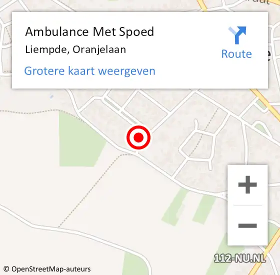 Locatie op kaart van de 112 melding: Ambulance Met Spoed Naar Liempde, Oranjelaan op 12 maart 2014 18:17