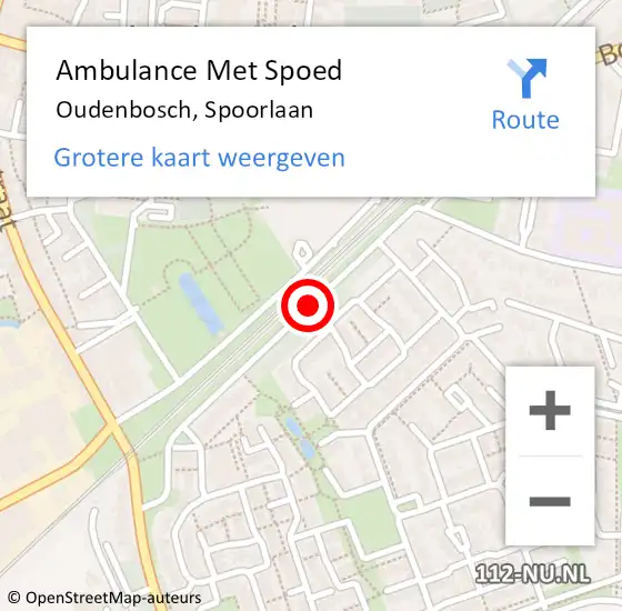 Locatie op kaart van de 112 melding: Ambulance Met Spoed Naar Oudenbosch, Spoorlaan op 24 oktober 2018 16:21