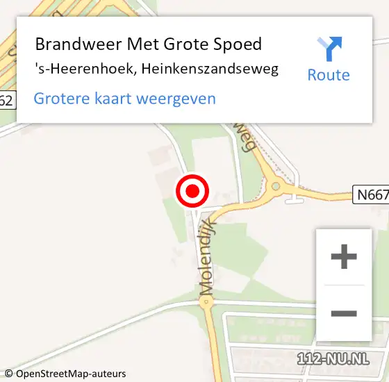Locatie op kaart van de 112 melding: Brandweer Met Grote Spoed Naar 's-Heerenhoek, Heinkenszandseweg op 24 oktober 2018 16:30