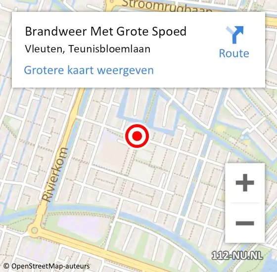 Locatie op kaart van de 112 melding: Brandweer Met Grote Spoed Naar Vleuten, Teunisbloemlaan op 24 oktober 2018 17:10