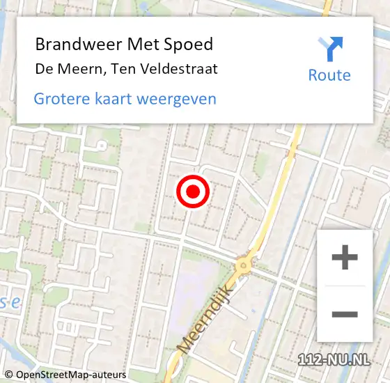 Locatie op kaart van de 112 melding: Brandweer Met Spoed Naar De Meern, Ten Veldestraat op 24 oktober 2018 17:20