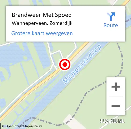 Locatie op kaart van de 112 melding: Brandweer Met Spoed Naar Wanneperveen, Zomerdijk op 24 oktober 2018 17:51