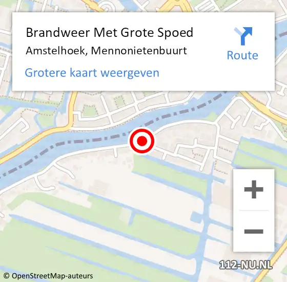 Locatie op kaart van de 112 melding: Brandweer Met Grote Spoed Naar Amstelhoek, Mennonietenbuurt op 24 oktober 2018 17:56