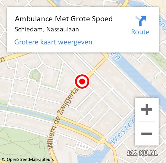 Locatie op kaart van de 112 melding: Ambulance Met Grote Spoed Naar Schiedam, Nassaulaan op 24 oktober 2018 18:11