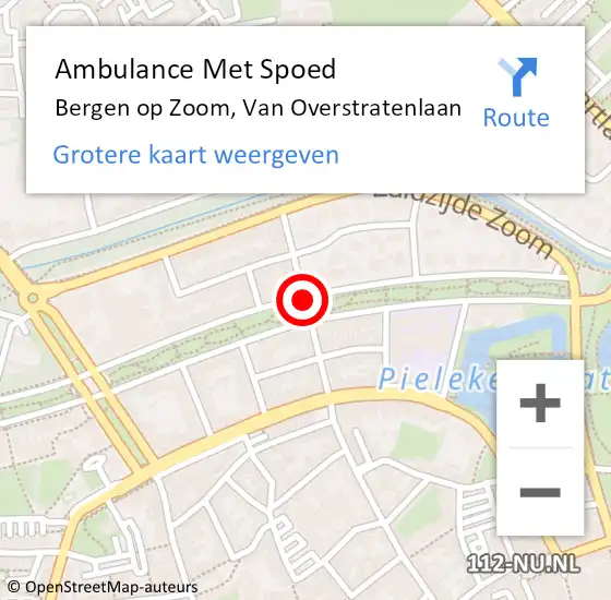 Locatie op kaart van de 112 melding: Ambulance Met Spoed Naar Bergen op Zoom, Van Overstratenlaan op 24 oktober 2018 19:11