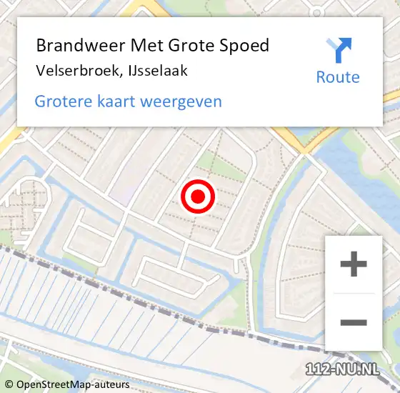 Locatie op kaart van de 112 melding: Brandweer Met Grote Spoed Naar Velserbroek, IJsselaak op 24 oktober 2018 19:20