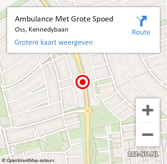 Locatie op kaart van de 112 melding: Ambulance Met Grote Spoed Naar Oss, Kennedybaan op 24 oktober 2018 21:08