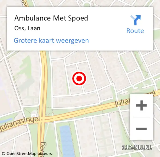 Locatie op kaart van de 112 melding: Ambulance Met Spoed Naar Oss, Laan op 24 oktober 2018 21:50