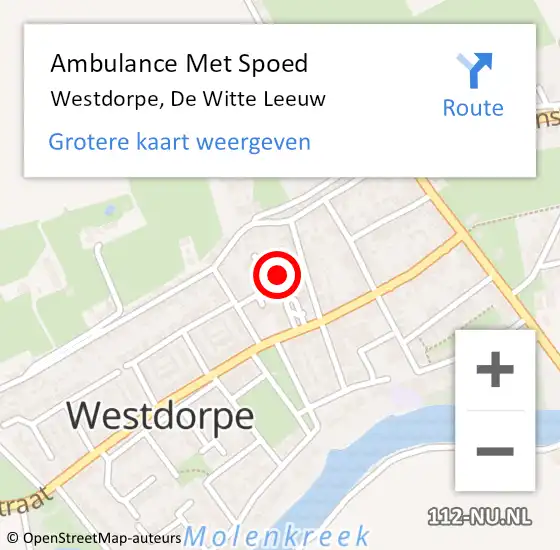 Locatie op kaart van de 112 melding: Ambulance Met Spoed Naar Westdorpe, De Witte Leeuw op 24 oktober 2018 22:31