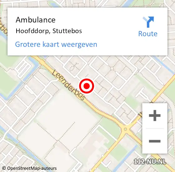 Locatie op kaart van de 112 melding: Ambulance Hoofddorp, Stuttebos op 24 oktober 2018 23:24