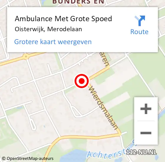 Locatie op kaart van de 112 melding: Ambulance Met Grote Spoed Naar Oisterwijk, Merodelaan op 25 oktober 2018 02:11