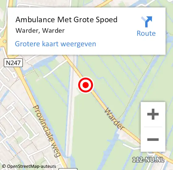 Locatie op kaart van de 112 melding: Ambulance Met Grote Spoed Naar Warder, Warder op 25 oktober 2018 02:33