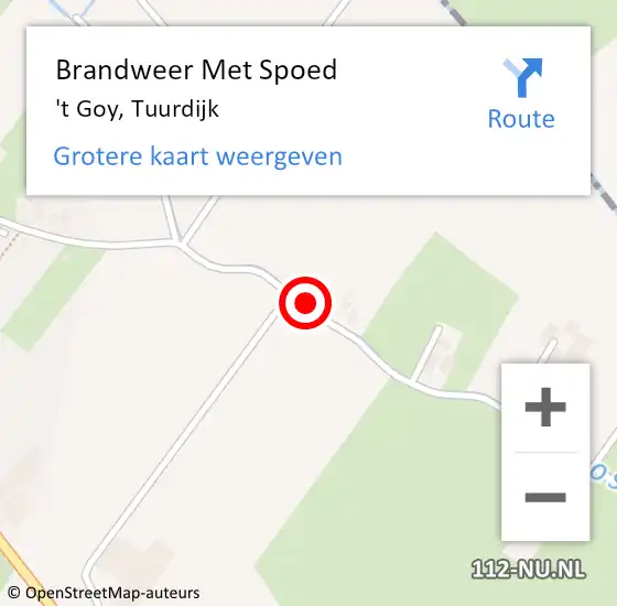 Locatie op kaart van de 112 melding: Brandweer Met Spoed Naar 't Goy, Tuurdijk op 25 oktober 2018 02:45