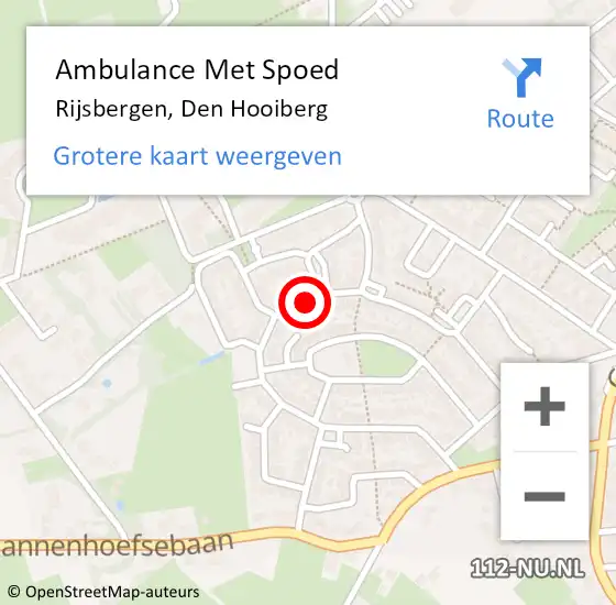 Locatie op kaart van de 112 melding: Ambulance Met Spoed Naar Rijsbergen, Den Hooiberg op 25 oktober 2018 04:35