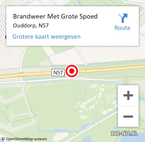 Locatie op kaart van de 112 melding: Brandweer Met Grote Spoed Naar Ouddorp, N57 op 25 oktober 2018 05:35