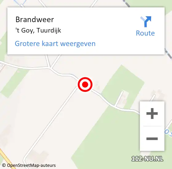 Locatie op kaart van de 112 melding: Brandweer 't Goy, Tuurdijk op 25 oktober 2018 05:49
