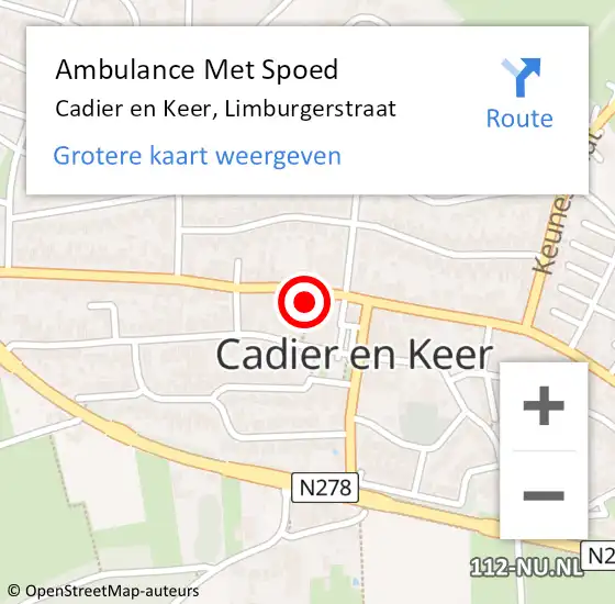 Locatie op kaart van de 112 melding: Ambulance Met Spoed Naar Cadier en Keer, Limburgerstraat op 12 maart 2014 19:03