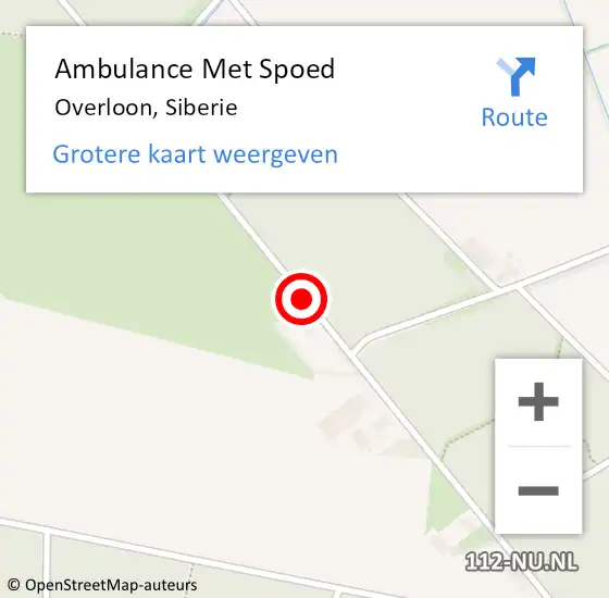 Locatie op kaart van de 112 melding: Ambulance Met Spoed Naar Overloon, Siberie op 25 oktober 2018 07:19