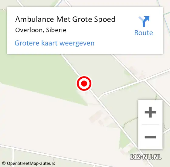 Locatie op kaart van de 112 melding: Ambulance Met Grote Spoed Naar Overloon, Siberie op 25 oktober 2018 07:25