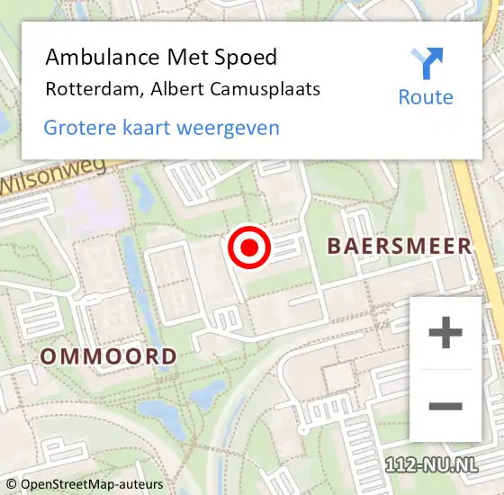 Locatie op kaart van de 112 melding: Ambulance Met Spoed Naar Rotterdam, Albert Camusplaats op 25 oktober 2018 08:04