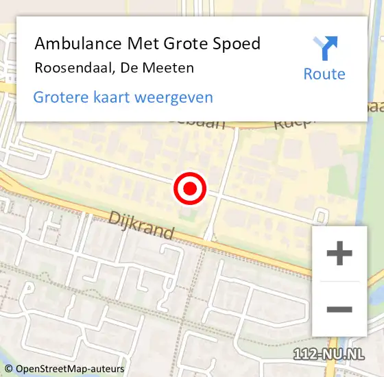 Locatie op kaart van de 112 melding: Ambulance Met Grote Spoed Naar Roosendaal, De Meeten op 25 oktober 2018 08:06