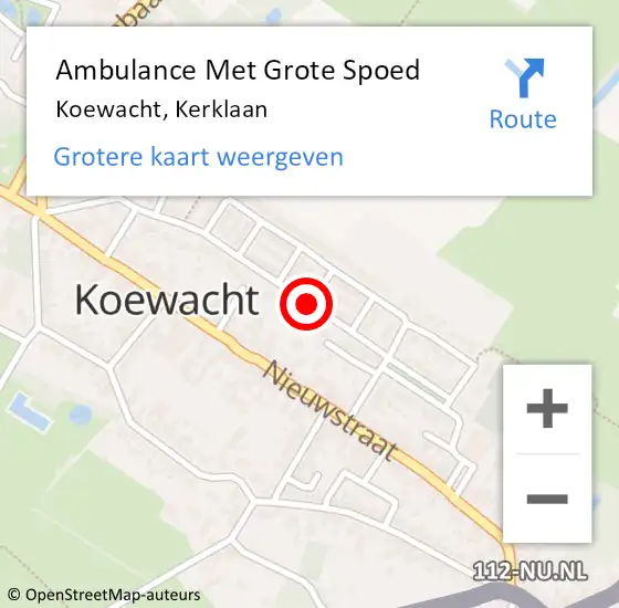 Locatie op kaart van de 112 melding: Ambulance Met Grote Spoed Naar Koewacht, Kerklaan op 25 oktober 2018 08:11