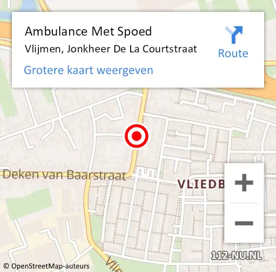 Locatie op kaart van de 112 melding: Ambulance Met Spoed Naar Vlijmen, Jonkheer De La Courtstraat op 25 oktober 2018 08:21