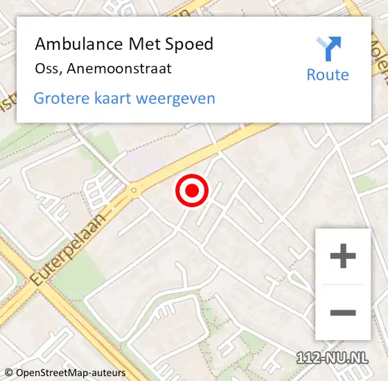 Locatie op kaart van de 112 melding: Ambulance Met Spoed Naar Oss, Anemoonstraat op 25 oktober 2018 08:31