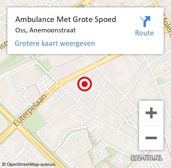 Locatie op kaart van de 112 melding: Ambulance Met Grote Spoed Naar Oss, Anemoonstraat op 25 oktober 2018 08:39