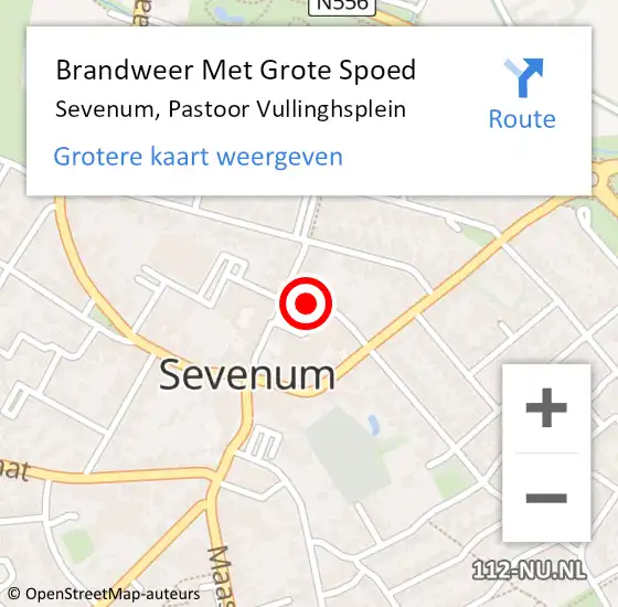 Locatie op kaart van de 112 melding: Brandweer Met Grote Spoed Naar Sevenum, Pastoor Vullinghsplein op 25 oktober 2018 09:35