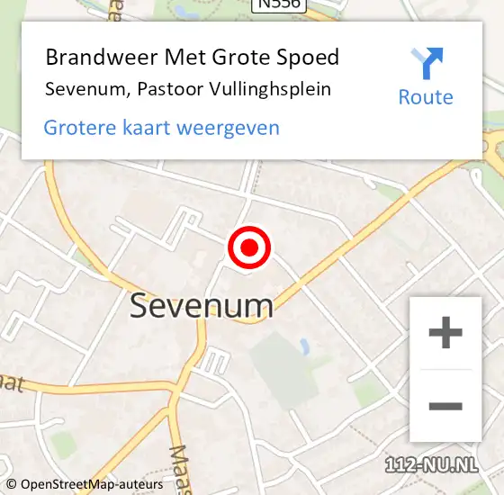 Locatie op kaart van de 112 melding: Brandweer Met Grote Spoed Naar Sevenum, Pastoor Vullinghsplein op 25 oktober 2018 09:36