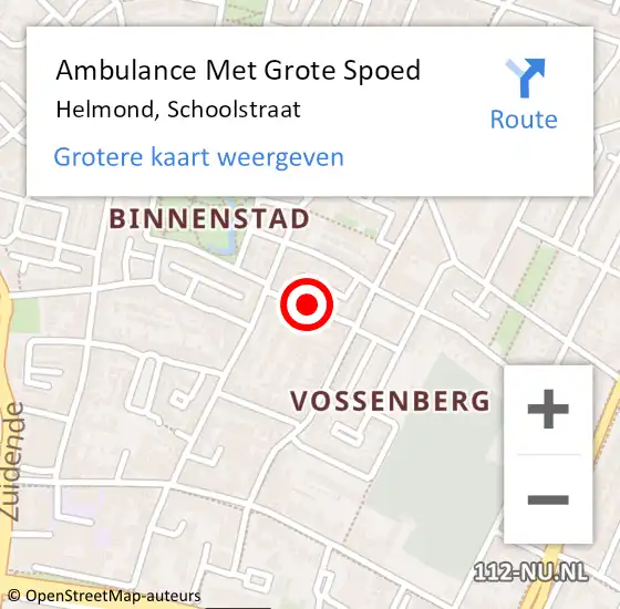 Locatie op kaart van de 112 melding: Ambulance Met Grote Spoed Naar Helmond, Schoolstraat op 25 oktober 2018 10:04