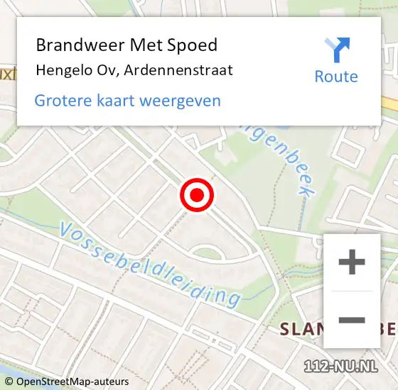 Locatie op kaart van de 112 melding: Brandweer Met Spoed Naar Hengelo Ov, Ardennenstraat op 12 maart 2014 19:22