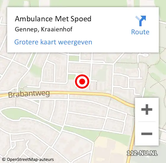 Locatie op kaart van de 112 melding: Ambulance Met Spoed Naar Gennep, Kraaienhof op 25 oktober 2018 10:33