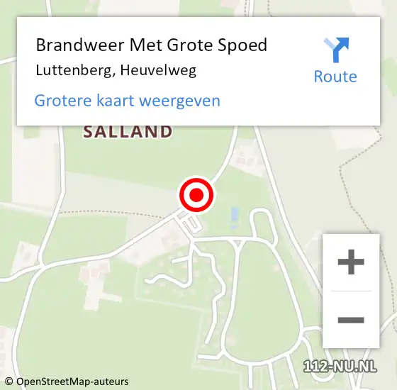 Locatie op kaart van de 112 melding: Brandweer Met Grote Spoed Naar Luttenberg, Heuvelweg op 25 oktober 2018 11:52