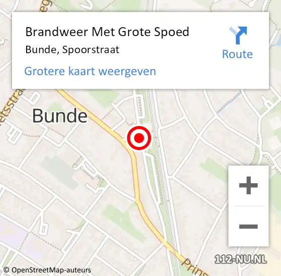 Locatie op kaart van de 112 melding: Brandweer Met Grote Spoed Naar Bunde, Spoorstraat op 25 oktober 2018 12:03