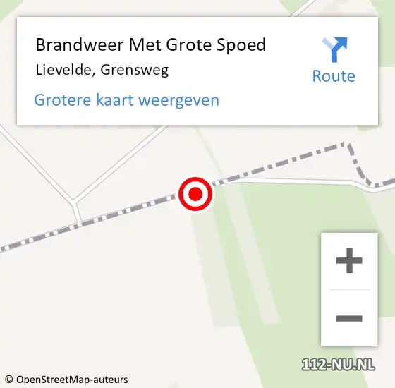 Locatie op kaart van de 112 melding: Brandweer Met Grote Spoed Naar Lievelde, Grensweg op 25 oktober 2018 12:04