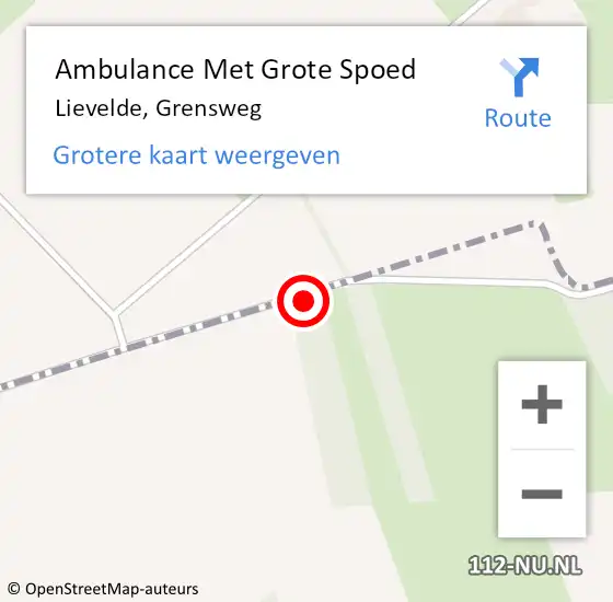 Locatie op kaart van de 112 melding: Ambulance Met Grote Spoed Naar Lievelde, Grensweg op 25 oktober 2018 12:11