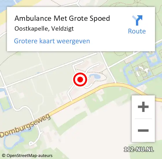 Locatie op kaart van de 112 melding: Ambulance Met Grote Spoed Naar Oostkapelle, Veldzigt op 25 oktober 2018 12:21