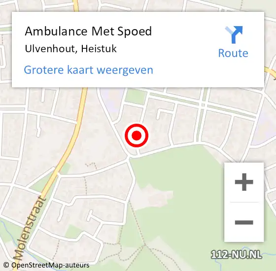 Locatie op kaart van de 112 melding: Ambulance Met Spoed Naar Ulvenhout, Heistuk op 25 oktober 2018 13:00