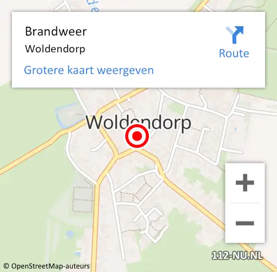Locatie op kaart van de 112 melding: Brandweer Woldendorp op 25 oktober 2018 13:12