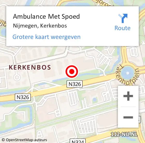 Locatie op kaart van de 112 melding: Ambulance Met Spoed Naar Nijmegen, Kerkenbos op 25 oktober 2018 13:37