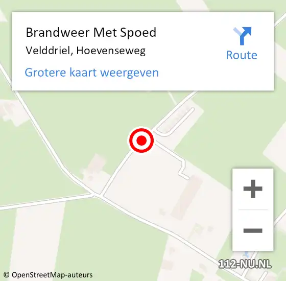 Locatie op kaart van de 112 melding: Brandweer Met Spoed Naar Velddriel, Hoevenseweg op 25 oktober 2018 13:43