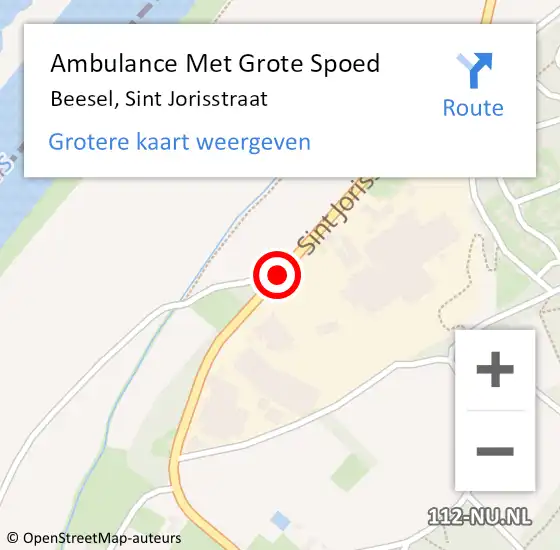 Locatie op kaart van de 112 melding: Ambulance Met Grote Spoed Naar Beesel, Sint Jorisstraat op 25 oktober 2018 13:53